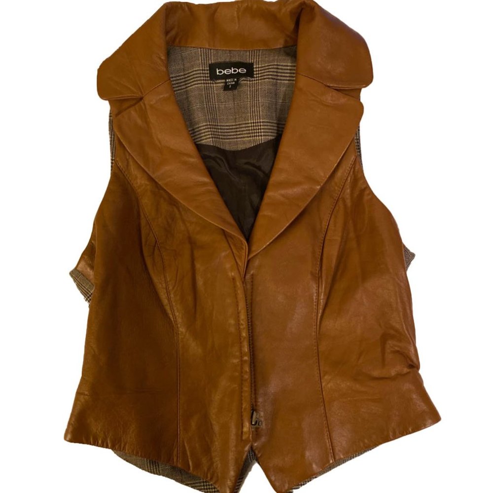 brown faux leather vest
